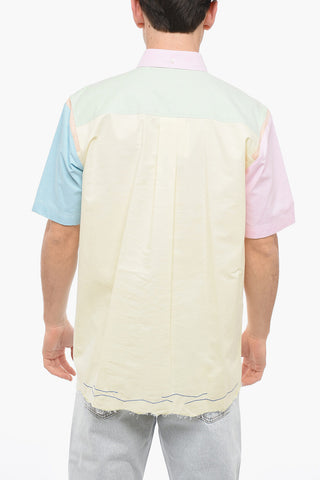 Camicia Button-down in Cotone con Motivo Color Block