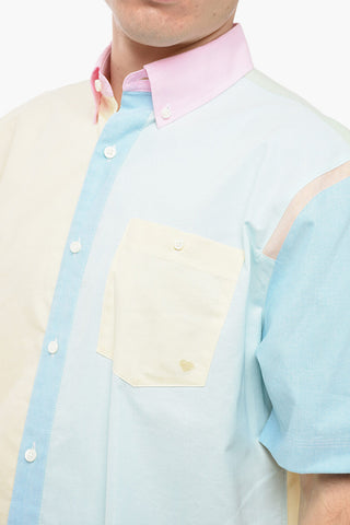 Camicia Button-down in Cotone con Motivo Color Block