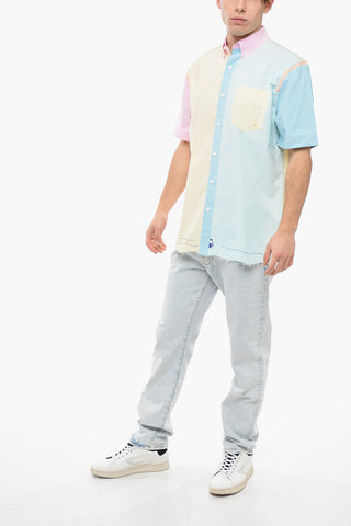 Camicia Button-down in Cotone con Motivo Color Block
