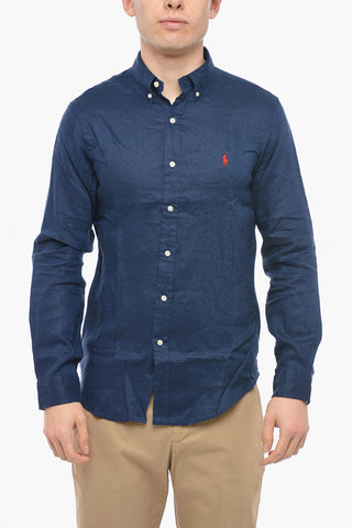 Camicia Button-down Slim Fit in Lino