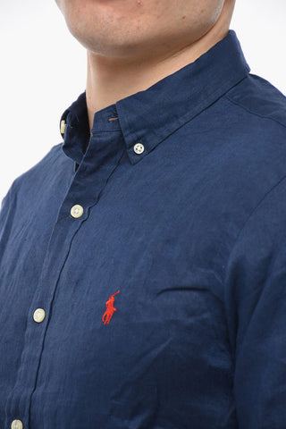 Camicia Button-down Slim Fit in Lino