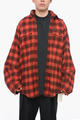 Camicia Oversized Trompe l'oeil con Fantasia a Quadri
