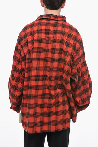 Camicia Oversized Trompe l'oeil con Fantasia a Quadri