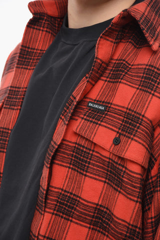 Camicia Oversized Trompe l'oeil con Fantasia a Quadri