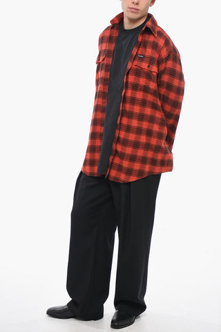 Camicia Oversized Trompe l'oeil con Fantasia a Quadri