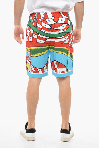 Shorts Cargo in Cotone con Fantasia Multicolor