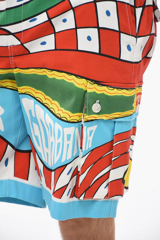 Shorts Cargo in Cotone con Fantasia Multicolor