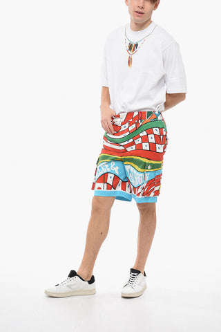 Shorts Cargo in Cotone con Fantasia Multicolor