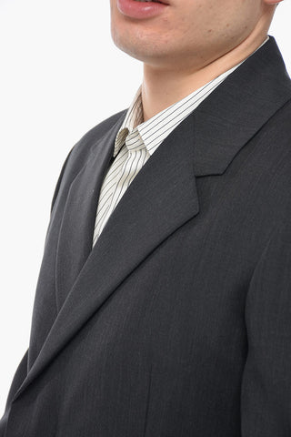 Blazer Doppiopetto in Misto Mohair con Abbottonatura Nascosta