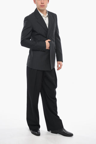 Blazer Doppiopetto in Misto Mohair con Abbottonatura Nascosta