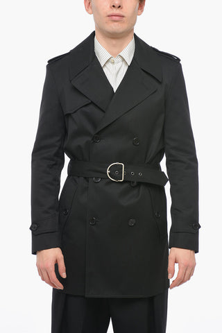 Unlined Double-breasted Coat with Belt