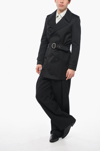 Unlined Double-breasted Coat with Belt