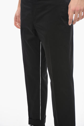 Pantaloni Piping NATE Skinny Fit ad Orlo con Risvolto