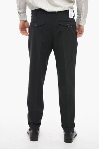 Single-pleated Rebel Fit Virgin Wool Pants with Hidden Closure