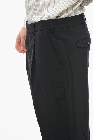 Single-pleated Rebel Fit Virgin Wool Pants with Hidden Closure