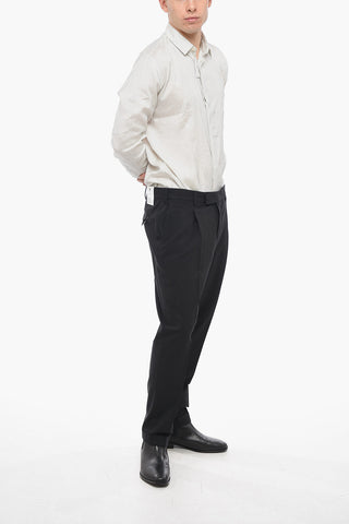 Single-pleated Rebel Fit Virgin Wool Pants with Hidden Closure