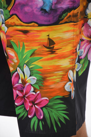 Cotton Shorts with Hawaiian Print
