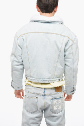Padded Denim Jacket with Eco-shearling Details