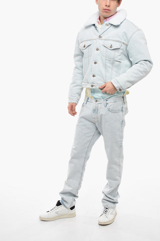 Padded Denim Jacket with Eco-shearling Details