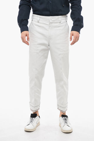 Cropped Canvas-Hose mit Aufschlägen
