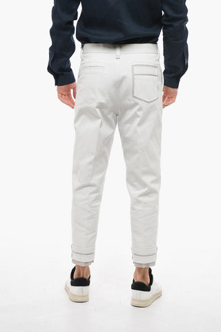 Cropped Canvas-Hose mit Aufschlägen