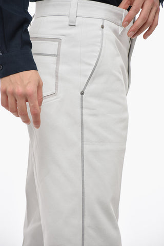 Cropped Canvas-Hose mit Aufschlägen
