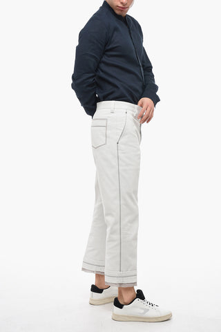 Cropped Canvas-Hose mit Aufschlägen