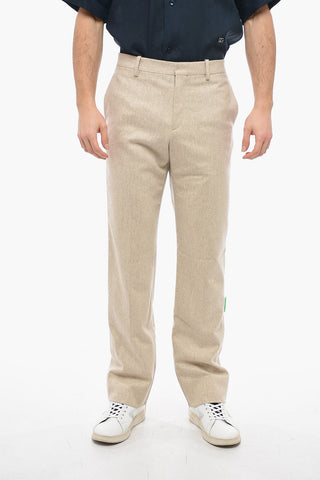 SEASONAL Virgin Wool-Blend Straight Fit Trousers TAG