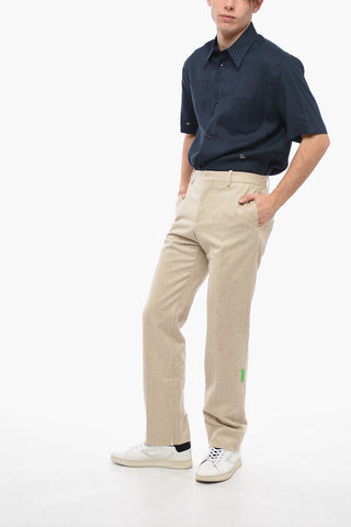 SEASONAL Virgin Wool-Blend Straight Fit Trousers TAG