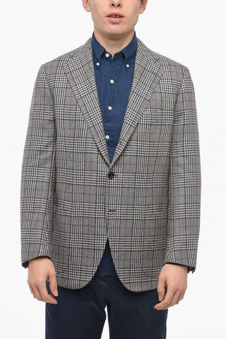 Linen Blend Half-lined Blazer with District Check Pattern