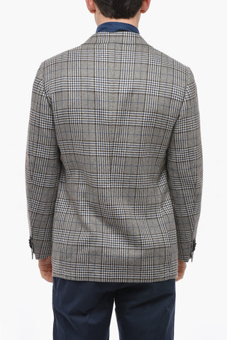 Linen Blend Half-lined Blazer with District Check Pattern