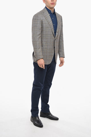 Linen Blend Half-lined Blazer with District Check Pattern
