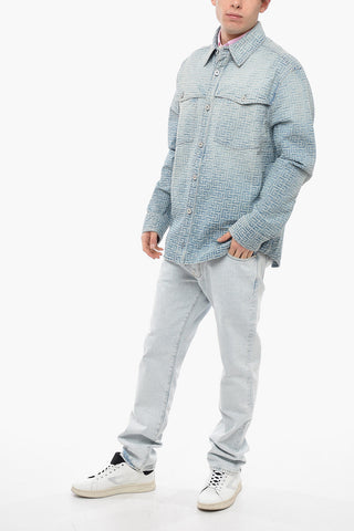 Denim Shirt with All Over Logoed Pattern
