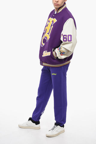 Embroidered LAKERS Jacket with Leather Sleeves