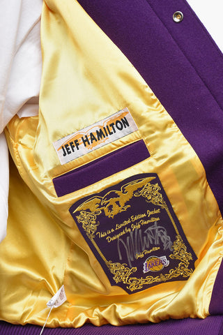 Embroidered LAKERS Jacket with Leather Sleeves