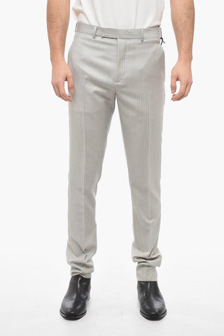 Wool Chino Pants with Striped Pattern