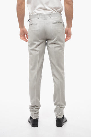 Wool Chino Pants with Striped Pattern