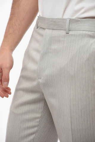 Wool Chino Pants with Striped Pattern