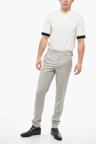 Wool Chino Pants with Striped Pattern