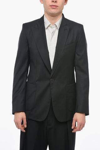 Silk Blend Slim Fit Blazer with Peak Lapel