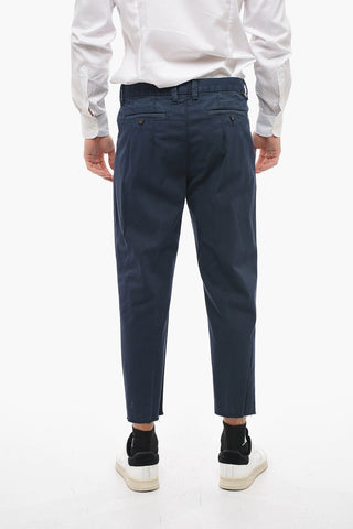 Fringed Chino Pants with Buttoned Closure