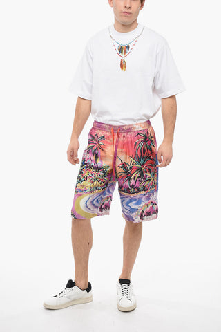 Silk Shorts with Hawaiian Print