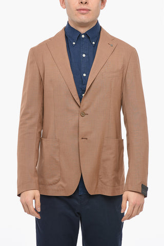 Wool Unlined Blazer with Welt Pockets