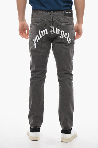 Jeans Regular Fit CURVED LOGO in Denim Stone Wash 16cm