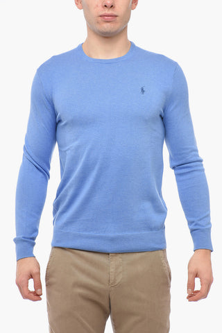 Maglia Girocollo in Cotone con Logo Ricamato