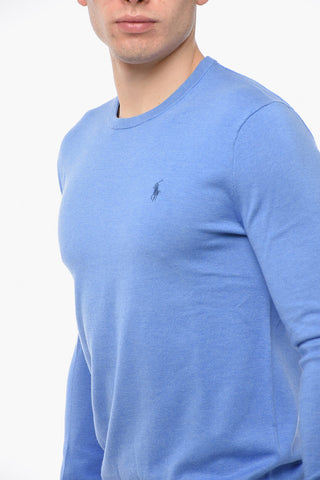 Maglia Girocollo in Cotone con Logo Ricamato