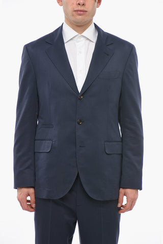 Linen Blend Suit with Flap Pockets