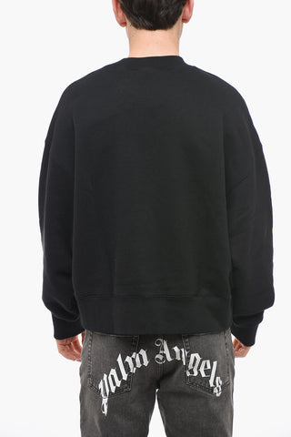 Crew Neck WHITE SHARK Sweatshirt with Terry Patch
