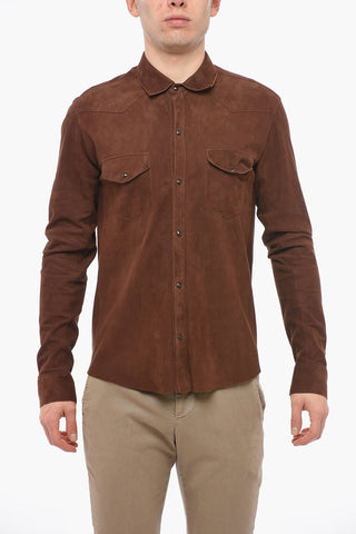 Leather Unlined Shirt with Double Chest Pocket