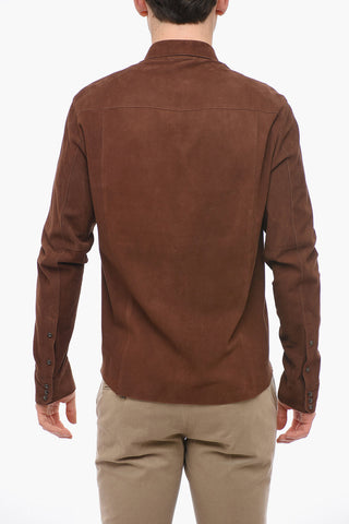 Leather Unlined Shirt with Double Chest Pocket